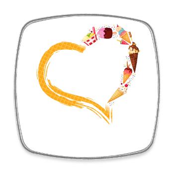 Crème glacée Heart Cone Popsicle - Magnet carré - blanc - Devant