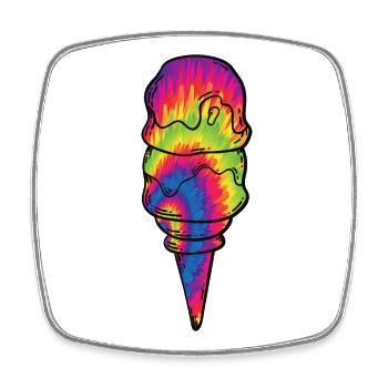 Ice Cream Tie Dye Cone - Viereckiger Kühlschrankmagnet - Weiß - Vorne