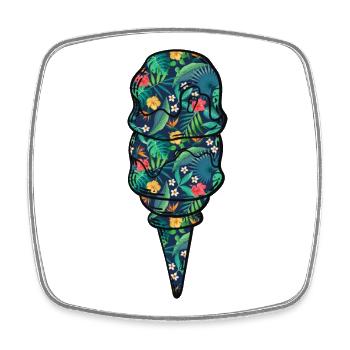 Crème glacée Fleur florale tropicale - Magnet carré - blanc - Devant