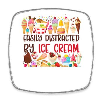 Crème glacée Cone Popsicle facilement - Magnet carré - blanc - Devant