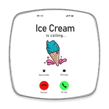 Ice Cream Phone Display Cone Ice - Magnet carré - blanc - Devant