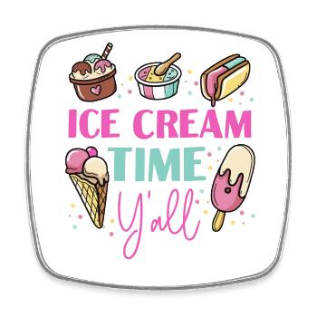 Crème glacée Cone Popsicle Crème glacée - Magnet carré - blanc - Devant