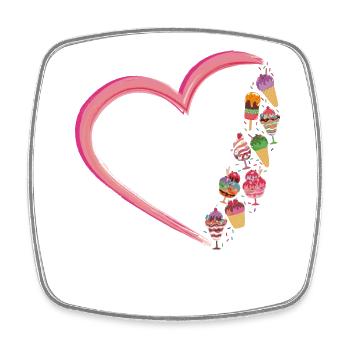 Crème glacée Heart Cone Popsicle - Magnet carré - blanc - Devant