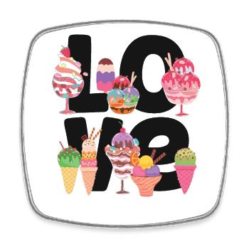 Ice Cream Cone Popsicle Amour - Magnet carré - blanc - Devant