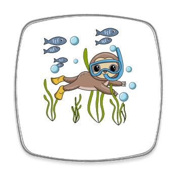 Scuba Diving Sloth Lazy Animal Diving I Gift - Square fridge magnet - white - Front