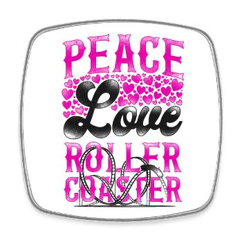 Roller Coaster Girl Vintage Peace - Square fridge magnet - white - Front