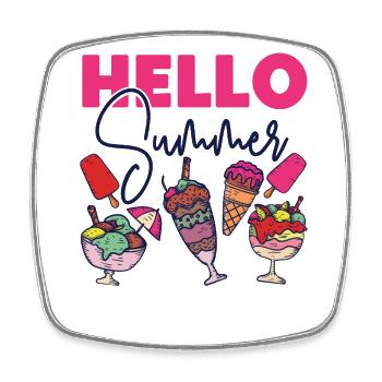 Ice Cream Cone Popsicle Bonjour - Magnet carré - blanc - Devant