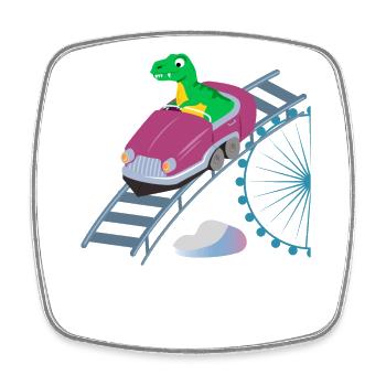 Roller Coaster T Rex Dinosaur - Viereckiger Kühlschrankmagnet - Weiß - Vorne
