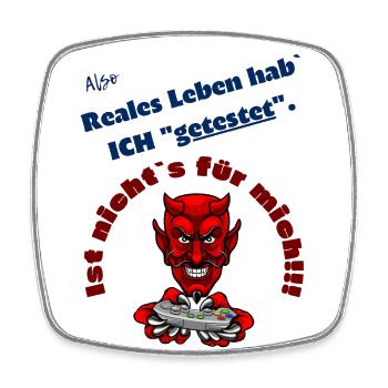 Reales Leben - Viereckiger Kühlschrankmagnet - Weiß - Vorne