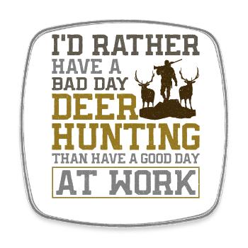 Buck Deer Hunting Hunter I'd - Viereckiger Kühlschrankmagnet - Weiß - Vorne