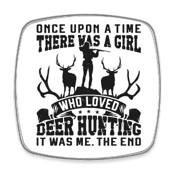 Buck Deer Hunting Hunter Girl Once - Viereckiger Kühlschrankmagnet - Weiß - Vorne