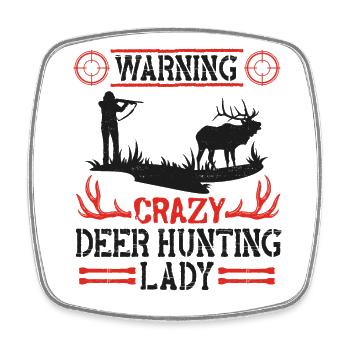 Buck Deer Hunting Hunter Girl - Viereckiger Kühlschrankmagnet - Weiß - Vorne
