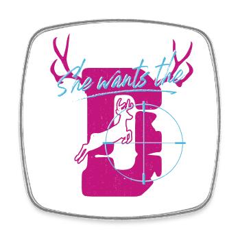 Buck Deer Chasse Hunter Girl Elle - Magnet carré - blanc - Devant