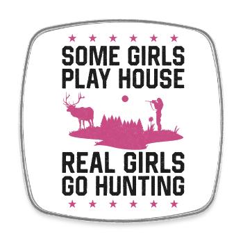 Buck Deer Hunting Hunter Girl Some - Square fridge magnet - white - Front