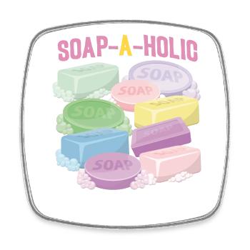 Fabrication de savon Artisanat Savon-A-Holic - Magnet carré - blanc - Devant