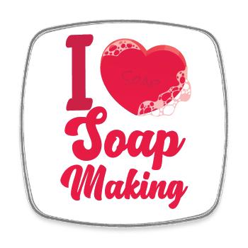 Fabrication de savon Crafting Heart que j’aime - Magnet carré - blanc - Devant