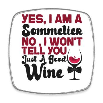 Sommelier Wine Drinking Tasting - Square fridge magnet - white - Front