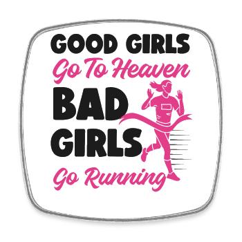 Running Runner Half Marathon Girl - Square fridge magnet - white - Front