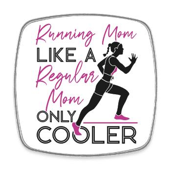 Running Runner Semi-Marathon Maman - Magnet carré - blanc - Devant
