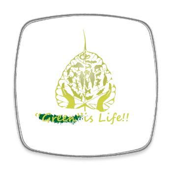 The leaf is life - Square fridge magnet - white - Front