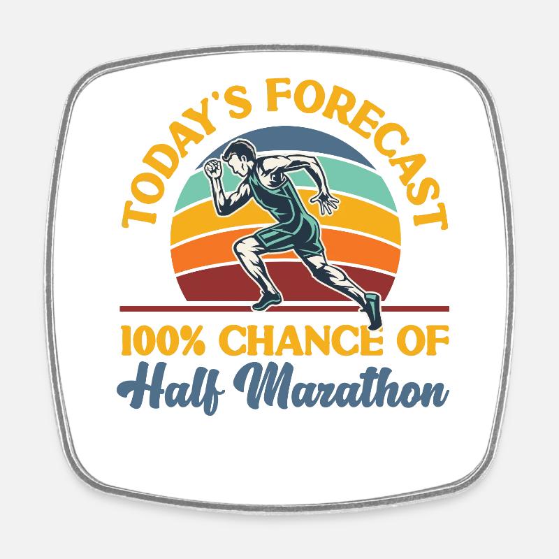 Running Runner Semi-Marathon Rétro - Magnet carré - blanc