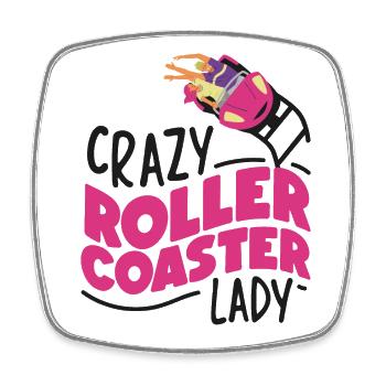 Roller Coaster Girl Crazy Roller - Square fridge magnet - white - Front