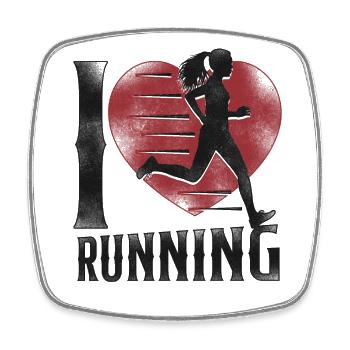 Running Runner Semi-Marathon Coeur - Magnet carré - blanc - Devant