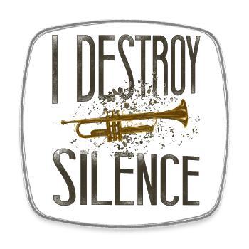 Trompettiste Vintage I Destroy - Magnet carré - blanc - Devant
