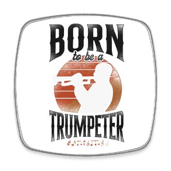 Trumpet Player Vintage Retro Born - Square fridge magnet - white - Front