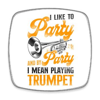 Trumpet Player Vintage I Like To - Square fridge magnet - white - Front