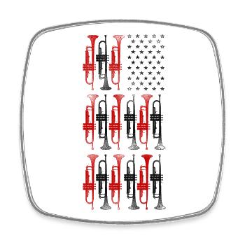 Trumpet Player American Flag - Viereckiger Kühlschrankmagnet - Weiß - Vorne