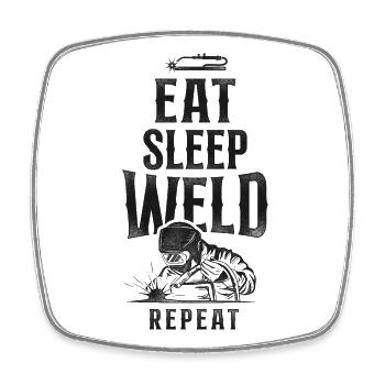 Welder Welding Vintage Eat Sleep - Viereckiger Kühlschrankmagnet - Weiß - Vorne