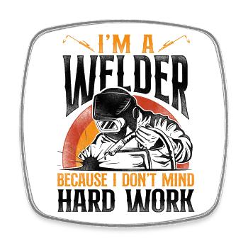 Welder Welding Vintage Retro I'm A - Viereckiger Kühlschrankmagnet - Weiß - Vorne