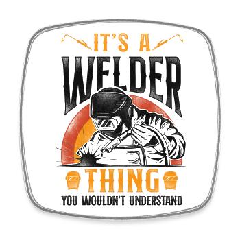Welder Welding Vintage Retro It's - Viereckiger Kühlschrankmagnet - Weiß - Vorne
