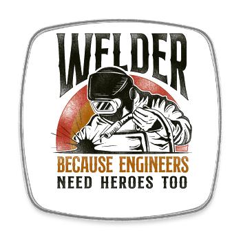 Welder Welding Vintage Retro - Viereckiger Kühlschrankmagnet - Weiß - Vorne