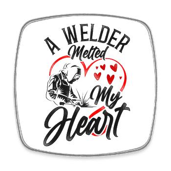 Welder Welding Girlfriend - Viereckiger Kühlschrankmagnet - Weiß - Vorne