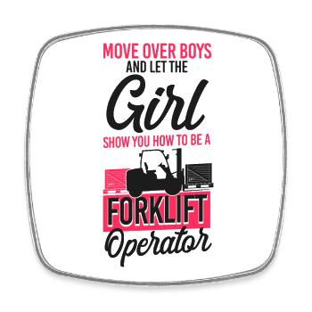Certified Forklift Truck Operator - Square fridge magnet - white - Front