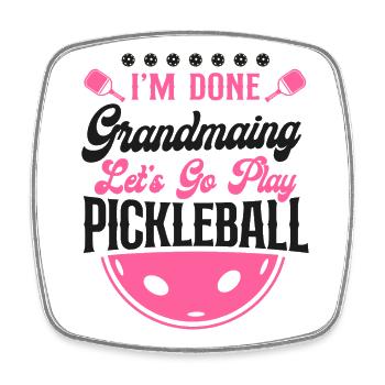 Pickleball Grand-mère J’ai fini - Magnet carré - blanc - Devant