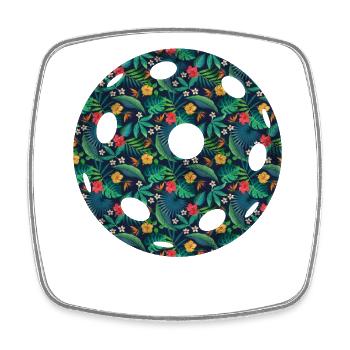 Fleur de pickleball florale - Magnet carré - blanc - Devant