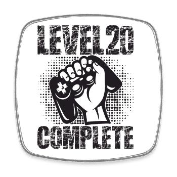Level 20 Complete Birthday Gift 20 Years - Square fridge magnet - white - Front