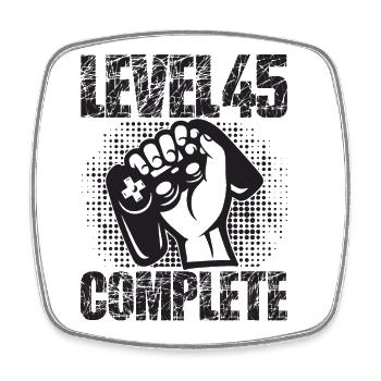 Level 45 Complete Geburtstagsgeschenk 45 Jahre - Viereckiger Kühlschrankmagnet - Weiß - Vorne
