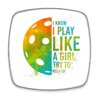 Pickleball Girl Ladies Watercolor - Viereckiger Kühlschrankmagnet - Weiß - Vorne
