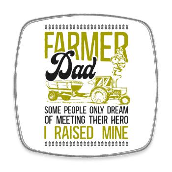 Farming Farmer Dad Father Tractor - Square fridge magnet - white - Front