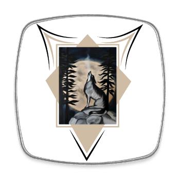Wolf on the hill night wanderer - Square fridge magnet - white - Front