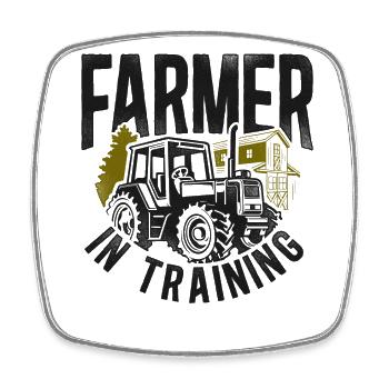 Farming Farmer Tractor Vintage - Viereckiger Kühlschrankmagnet - Weiß - Vorne
