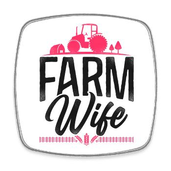 Farming Farmer Wife Tractor - Viereckiger Kühlschrankmagnet - Weiß - Vorne