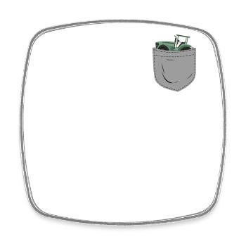 Farming Farmer Pocket Tractor - Viereckiger Kühlschrankmagnet - Weiß - Vorne
