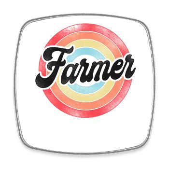 Farming Farmer Retro Vintage - Viereckiger Kühlschrankmagnet - Weiß - Vorne