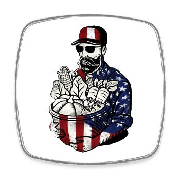 Farming Farmer American Flag Us - Viereckiger Kühlschrankmagnet - Weiß - Vorne