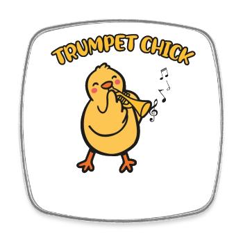 Trumpet Player Girl Chicken - Viereckiger Kühlschrankmagnet - Weiß - Vorne